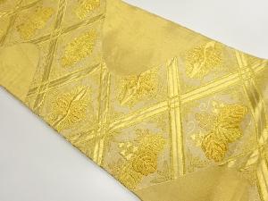 格子に桐・鳳凰・菊模様織出し袋帯